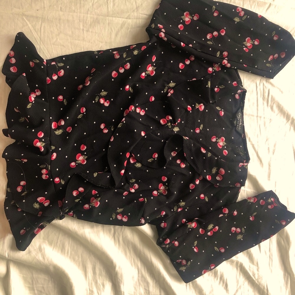🍒 Cherry Ruffle Wrap Blouse